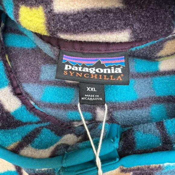 Patagonia Men's Fitz Roy Patchwork 'Belay Blue' Synchilla Fleece 25551 size 2XL